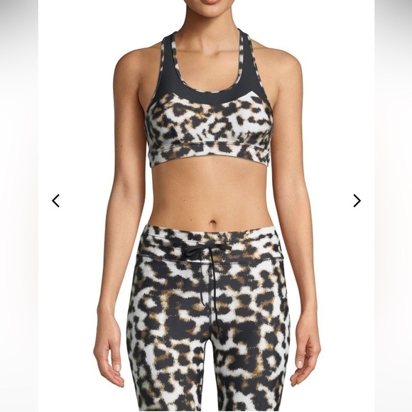 THE UPSIDE Chrissy Leopard-Print Racerback Performance Sports Bra - Picture 1 of 7